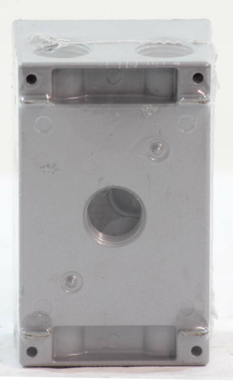 Crouse-Hinds TP7042 Outlet Box One Gang Weatherproof, (5) 1/2 Inch holes, 18.3 CU IN Capacity, Gray