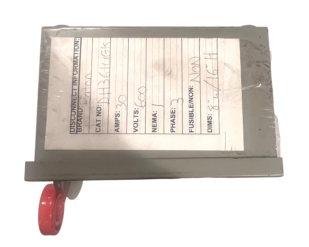 Eaton DH361UGK Heavy Duty Safety Switch Disconnect 30A 600V 3P NEMA 1 Non-Fusible