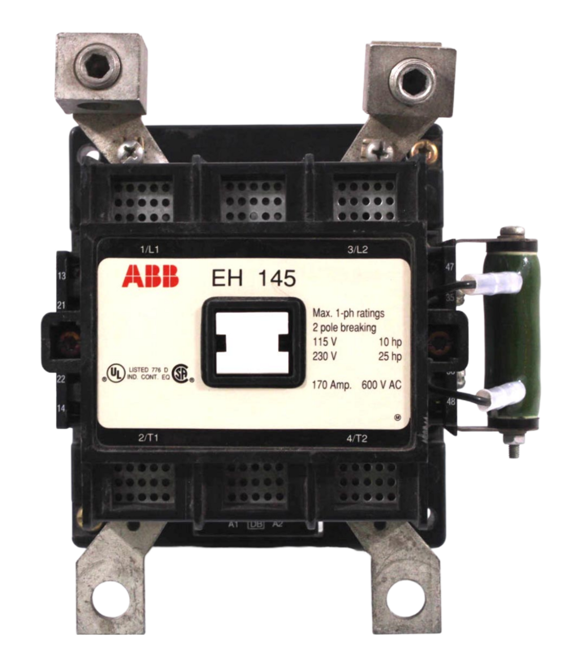 ABB EH 145C-L Contactor 170A 600V 2P 1Ph Coil 24V Model EH145C2P-Y