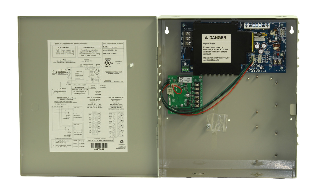 Schlage PS904-2RS Power Supply 4A Input: 120/240 VAC 1.7A 50/60Hz Output: 4A DC