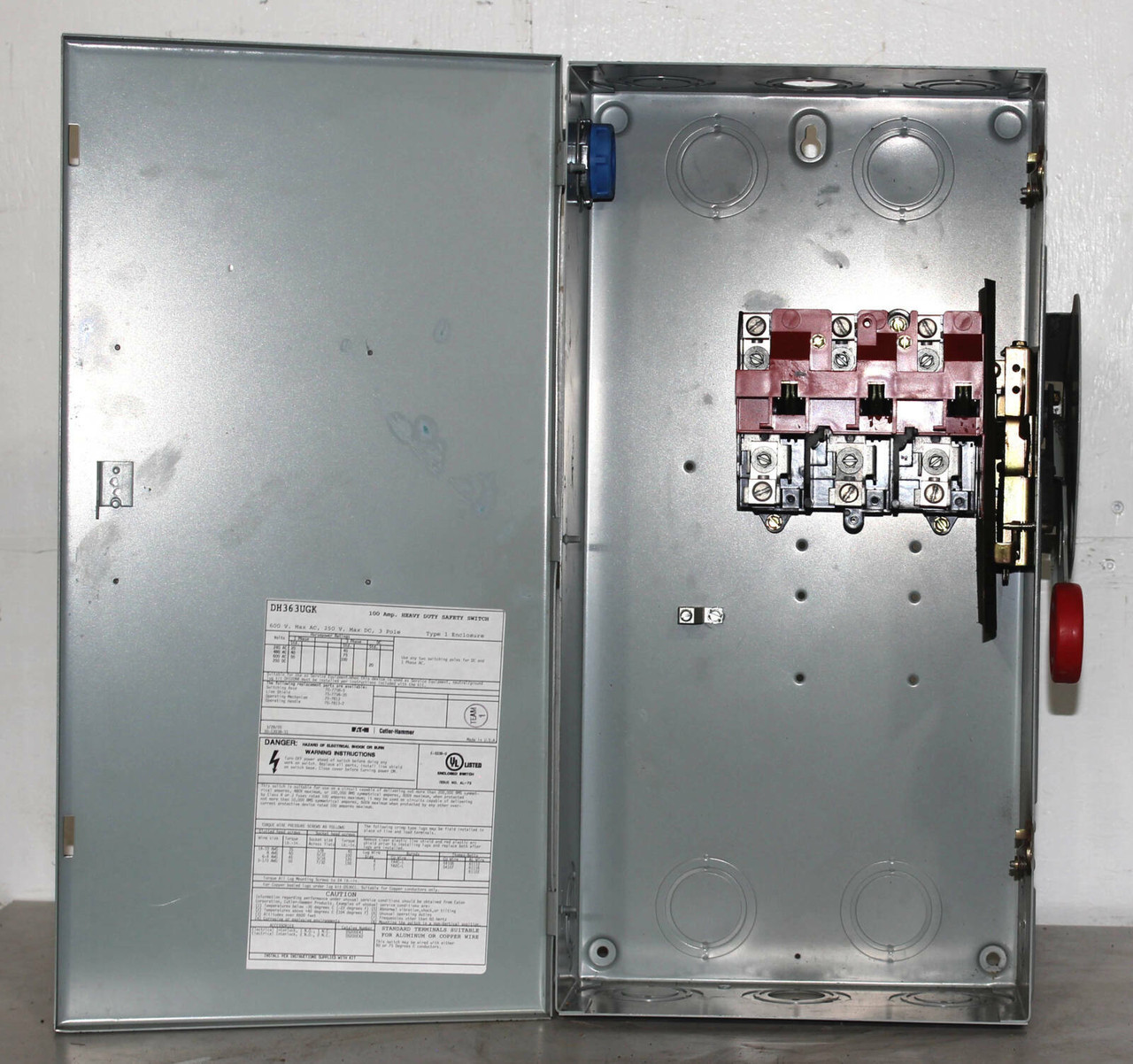 Eaton DH363UGK Non-Fusible Disconnect 100A 600V 3P NEMA: 1 60Hz