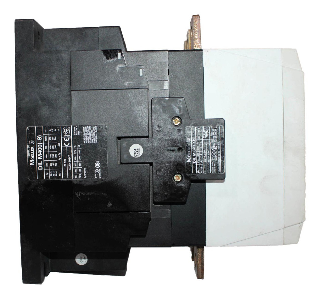 Moeller DIL M400 Contactor 450A 600V 3Ph 24-48V Coil w/2 Auxiliary DIL M 820-XHI Moeller DIL M400 Contactor 450A 600V 3Ph 24-48V Coil w/2 Auxiliary DIL M 820-XHI