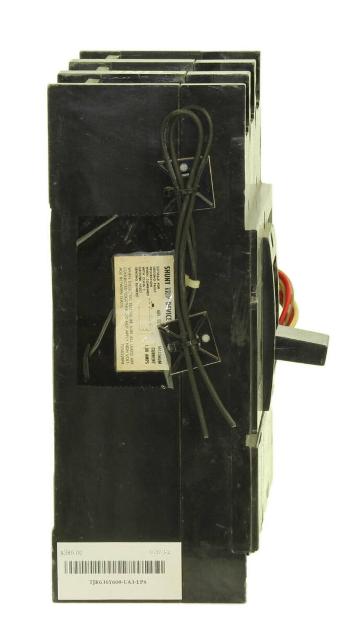 General Electric TJK636Y600 Switch 600A 600V 3P 22KA with 3 Auxiliary Switches Shunt Trip, NO Lugs