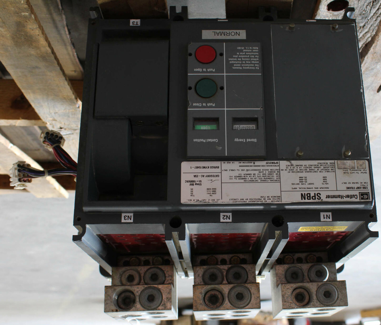 Cutler Hammer SPBN 1200A Switch 600V 3 Poles 35kA w/Shunt Trip and Auxiliary SPBN312F
