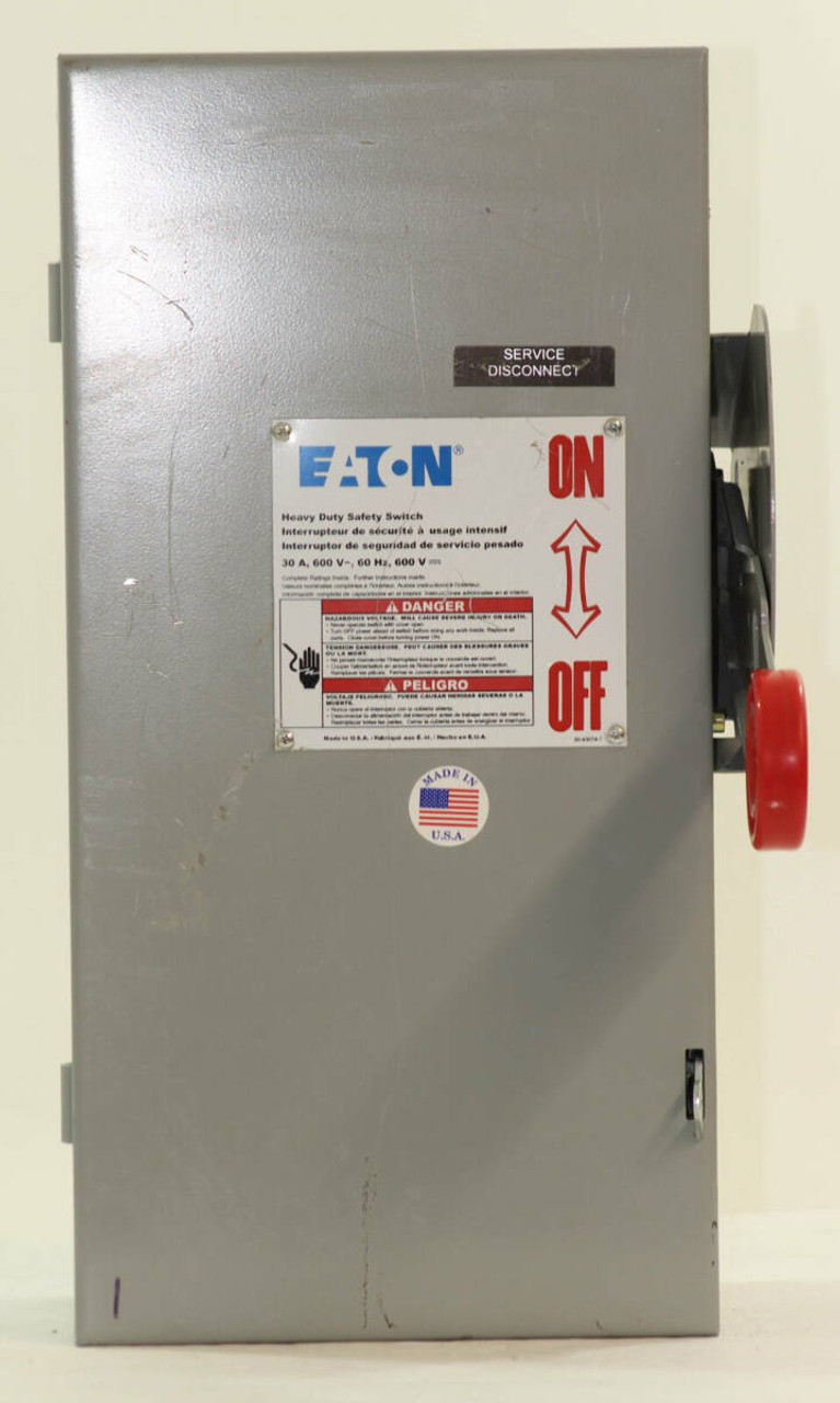 Eaton DH261UGKN Heavy Duty Safety Switch 30A 600V 3P NEMA: 1 Non-Fusible: Yes Heavy Duty Safety Switch