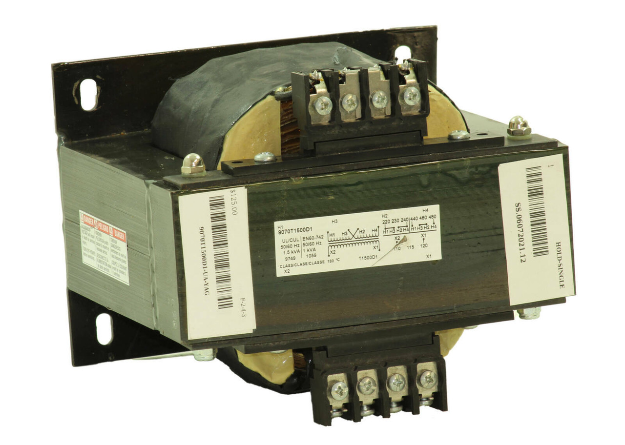 Square D 9070T1500D1 Industrial Control Voltage Transformer 1.5KVA Primary: 480 Secondary: 120