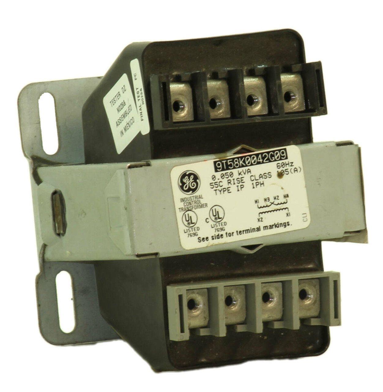 General Electric 9T58K0042G09 Industrial Control Transformer 0.050KVA Primary: 220/230/240/440/460/480 Secondary: 110/115/120 55C Rise Class 105 (A), 60Hz, Type IP, 1PH