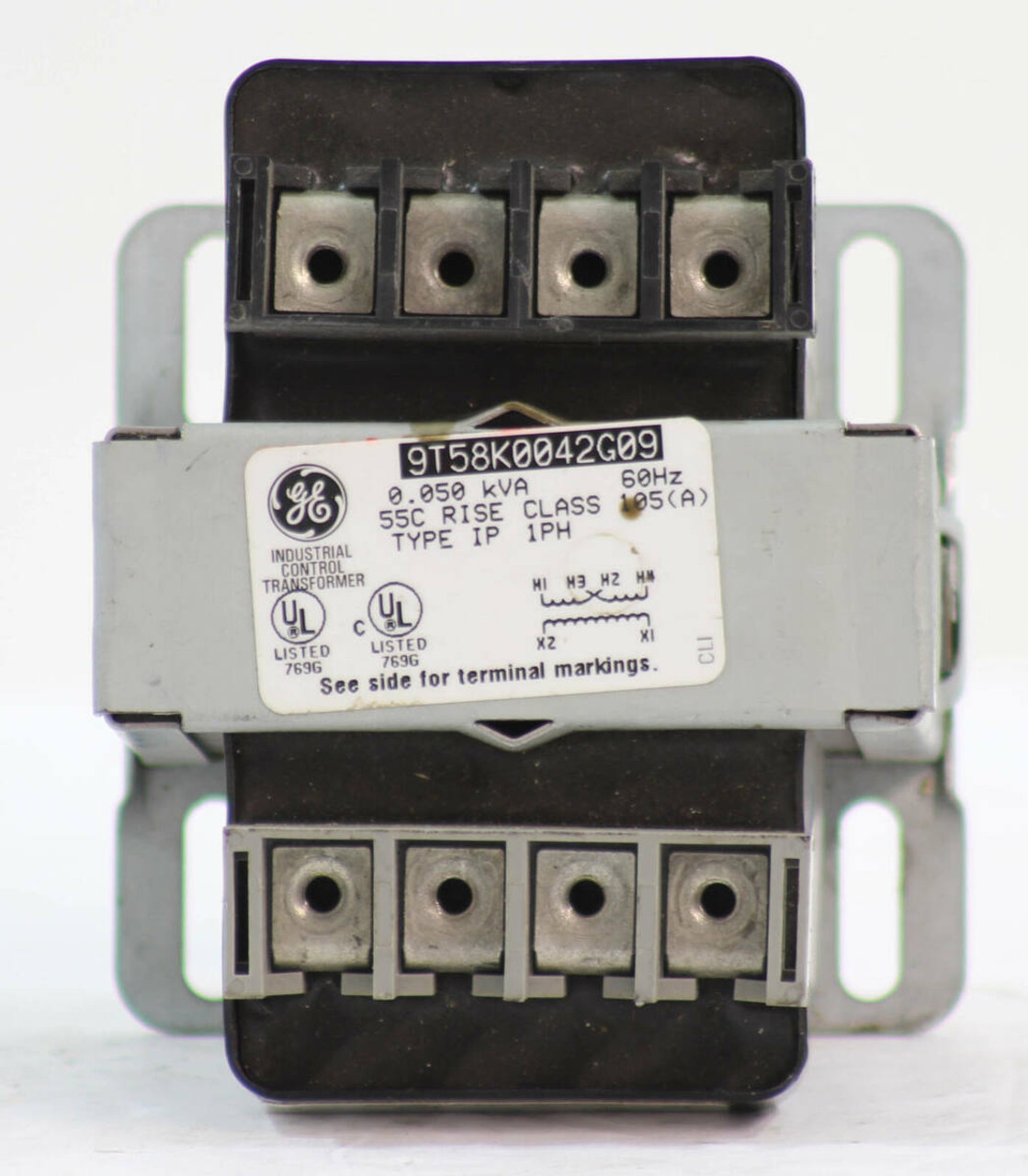 General Electric 9T58K0042G09 Industrial Control Transformer 0.050KVA Primary: 220/230/240/440/460/480 Secondary: 110/115/120 55C Rise Class 105 (A), 60Hz, Type IP, 1PH