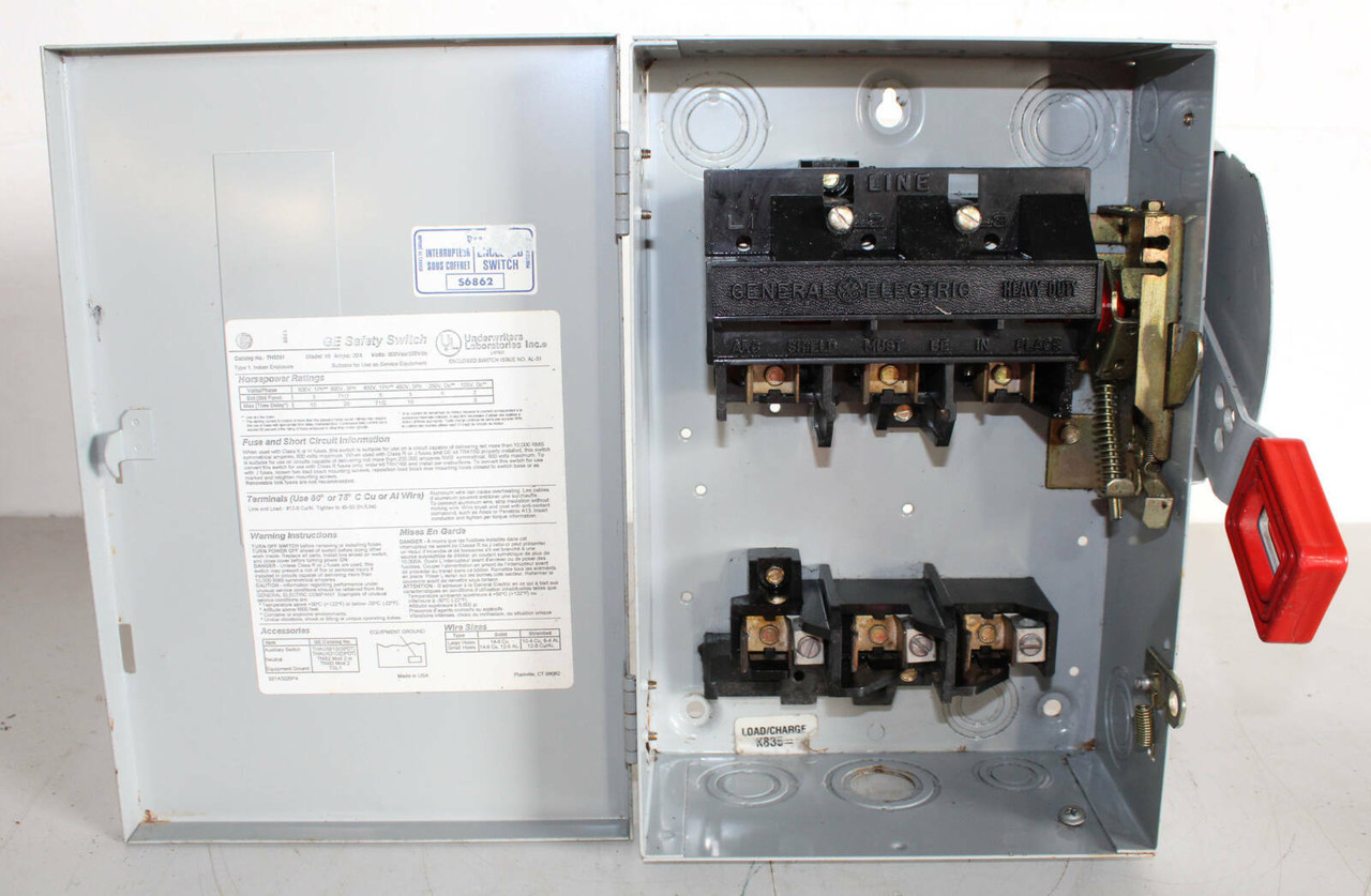 General Electric TH3361 Heavy Duty Safety Switch 30A 600V 3P NEMA: 1