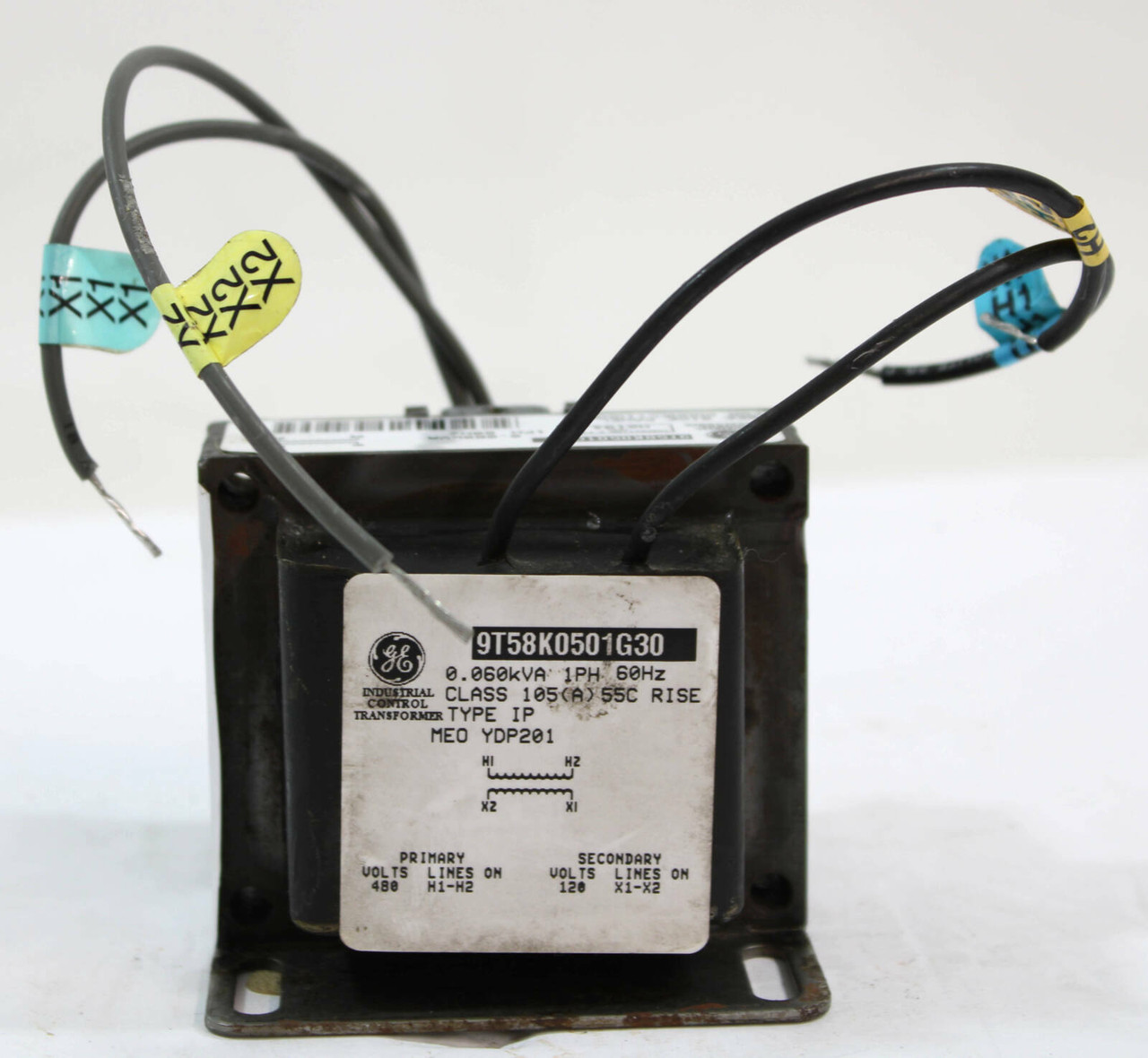 General Electric 9T58K0501G30 Industrial Control Transformer 0.060KVA Primary: 480 Secondary: 120 1 Ph, 60Hz, Class 105(A), 55 Degree C Rise, Type IP, MEO YDP201