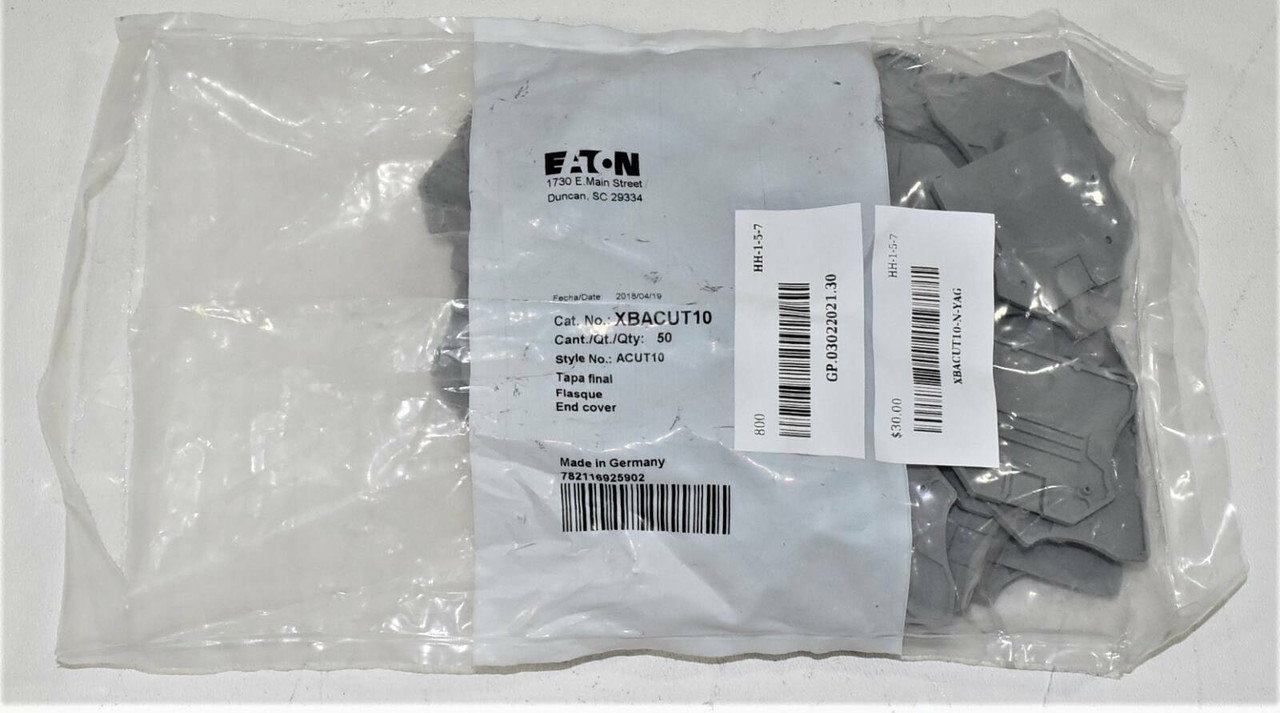 Eaton XBACUT10 End Cover For Use With XB Series Terminal