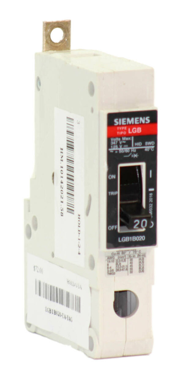 Siemens LGB1B020 Breaker 20A 347V 1P 14kA