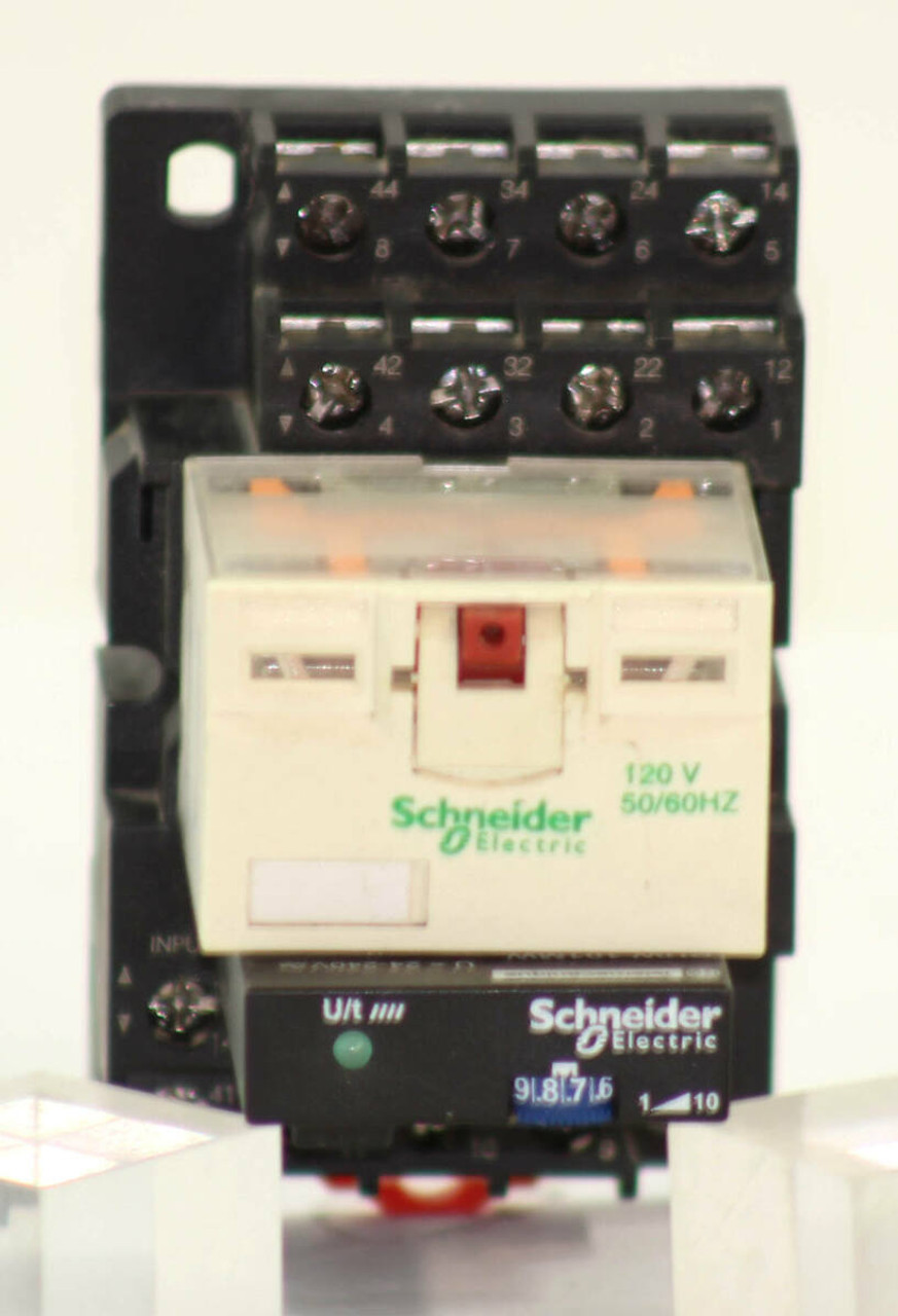 Schneider RPM4 Relay 120V 14PINS with Relay Timer Module RUW 101MW, Relay Socket RPZF4