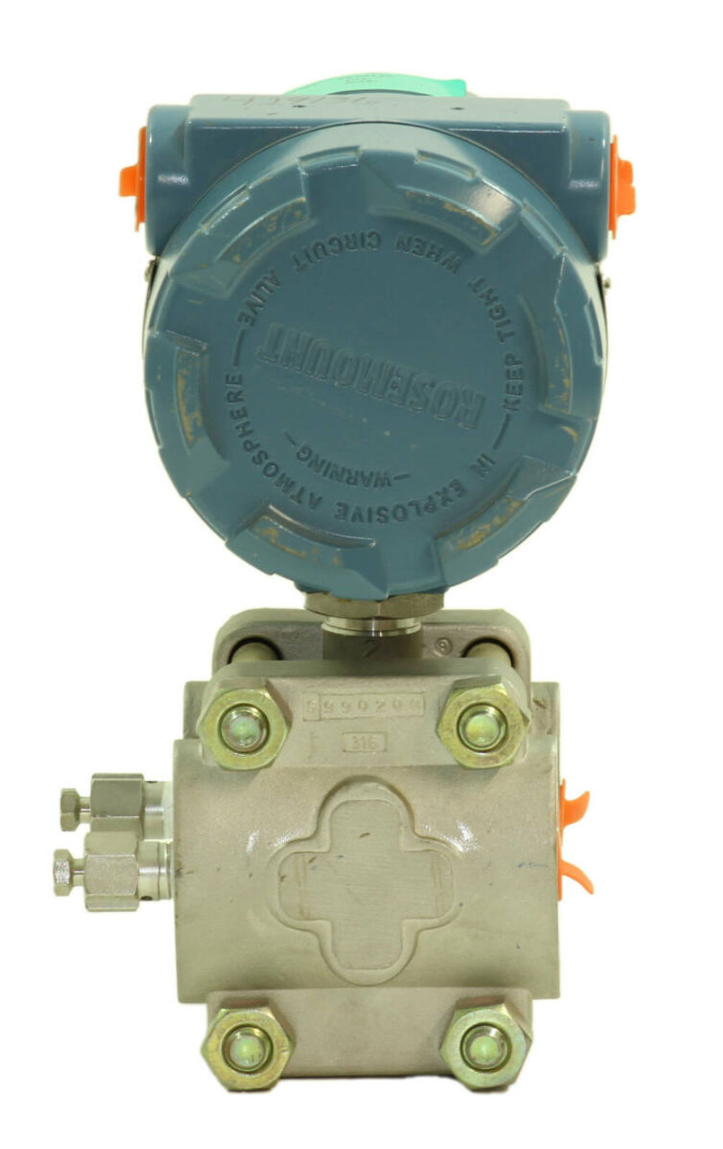 Rosemount 1151DP8E22B1 Differential Pressure Transmitter CAL 0-1000 PSI Output 4-20 MA Supply 45VDC MAX. MAX. W.P. 2000 PSI Range: 8 Type: DP/GP Mat'l: SST Fill: SIL Nema 4X .