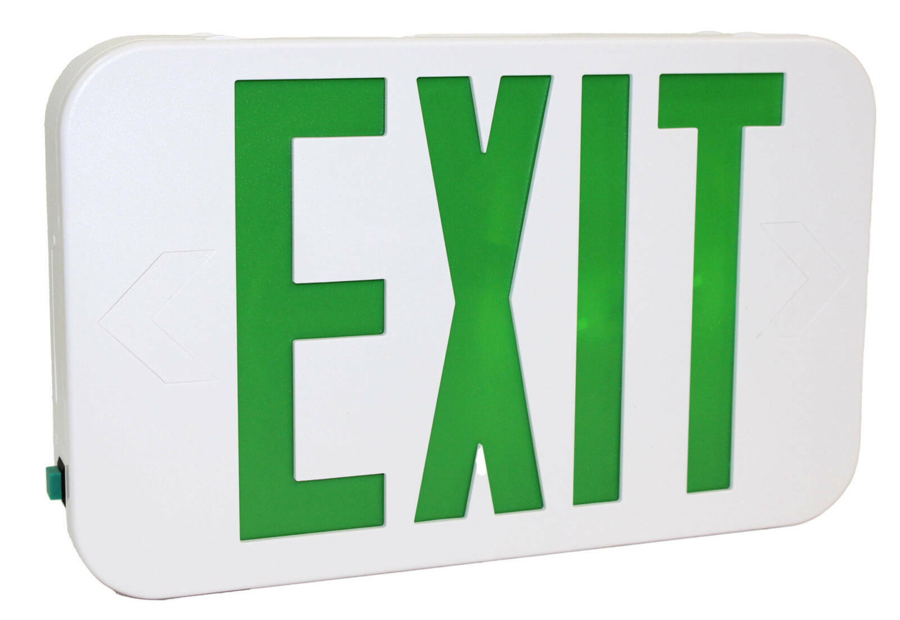 Hubbell CEGSD LED Emergency Exit 120/277V Green Letters, White Thermoplastic Housing