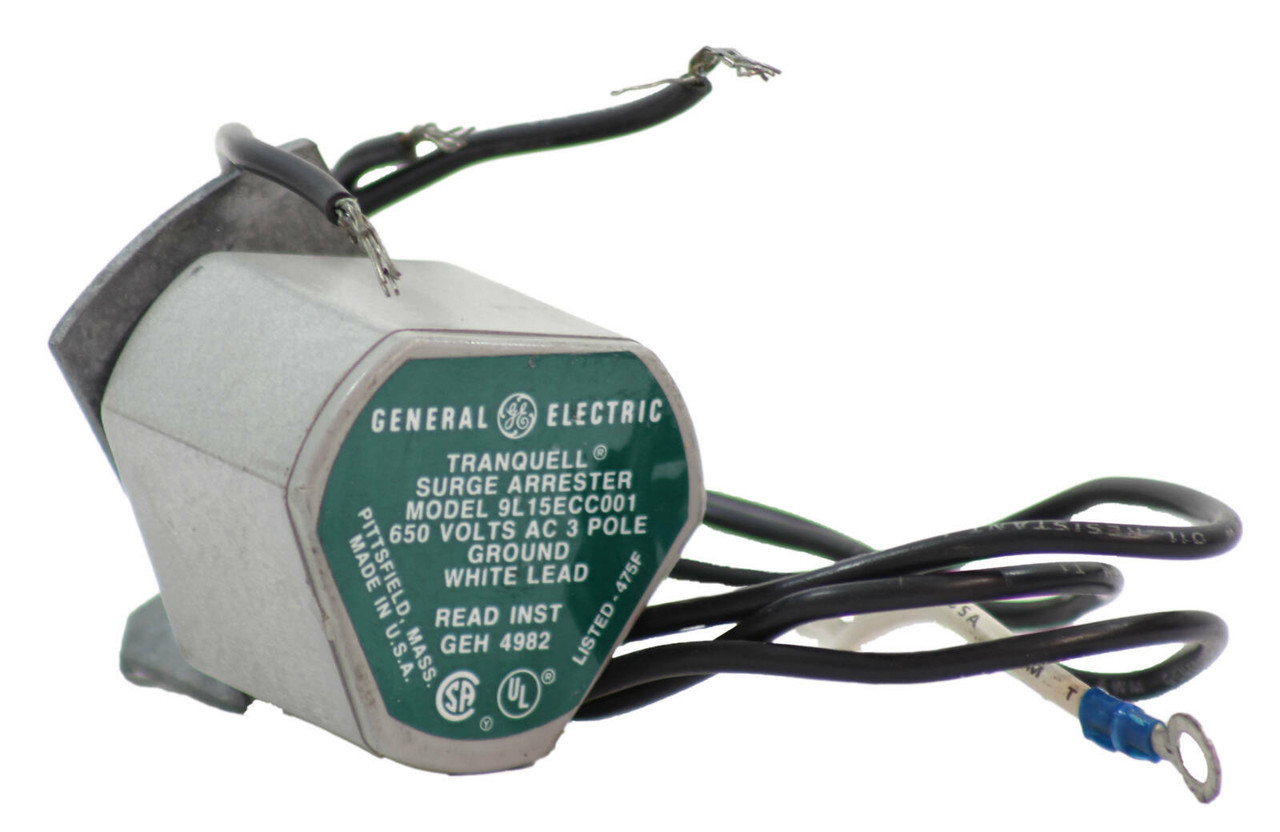 General Electric 9L15ECC001 Tranquell Surge Arrestor 650 Volts AC 3 Pole Ground White Lead