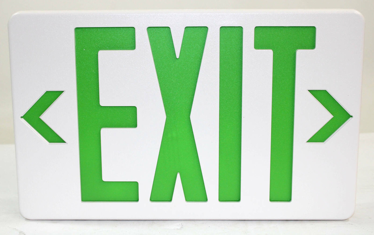 EMERGI-LITE ELXN400GN Thermoplastic Exit Sign - Green LED .037A/.017A 120 / 277V AC &amp; Battery Backup