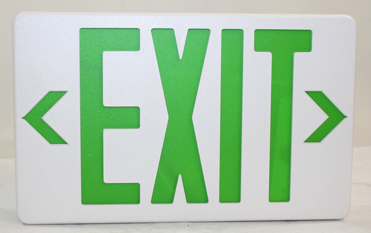 EMERGI-LITE ELXN400GN Thermoplastic Exit Sign - Green LED .037A/.017A 120 / 277V AC &amp; Battery Backup
