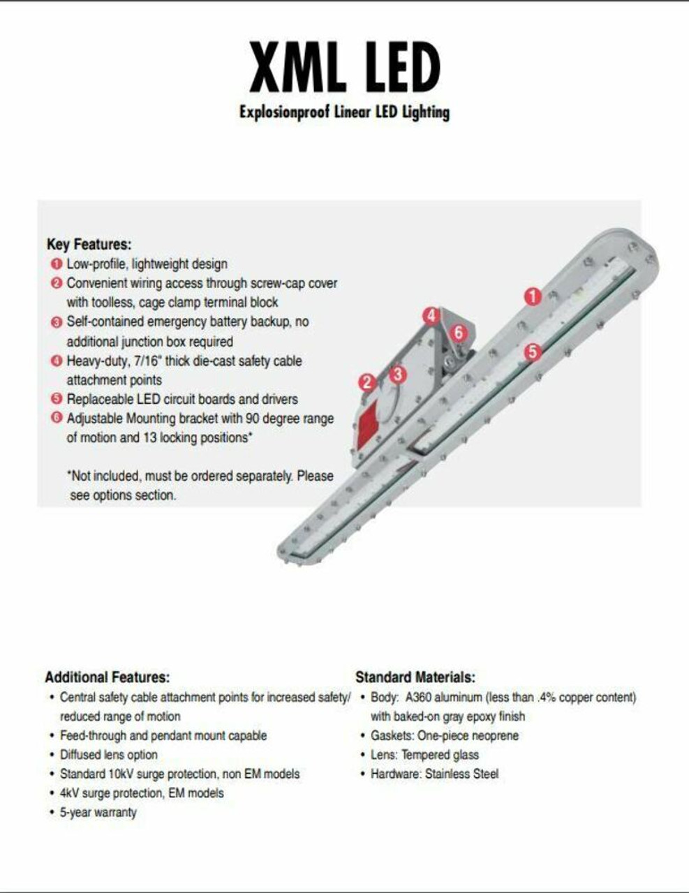 AZZ XML07LD4U35 Explosionproof Linear LED Lighting 0.68-0.28A 75 Watts 120-277