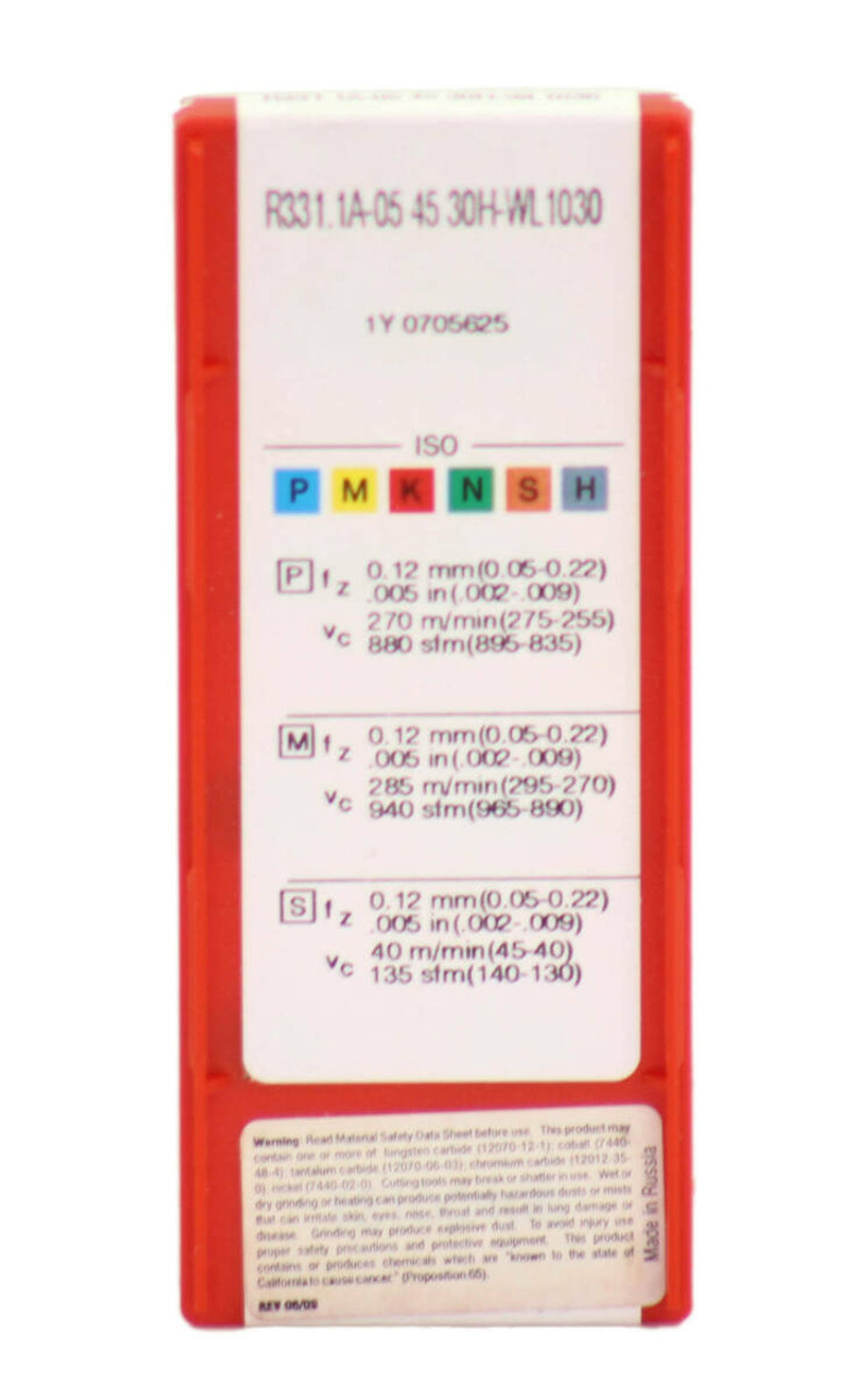 Sandvik Coromant R331.1A-05 45 30H-WL1030 Carbide Turning Mill Insert 90 Degree