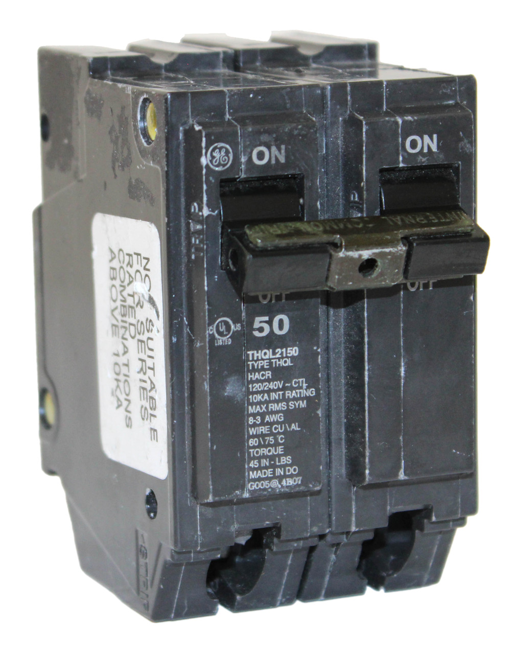 General Electric THQL2150 Breaker 50A 240V 2P 10kA.