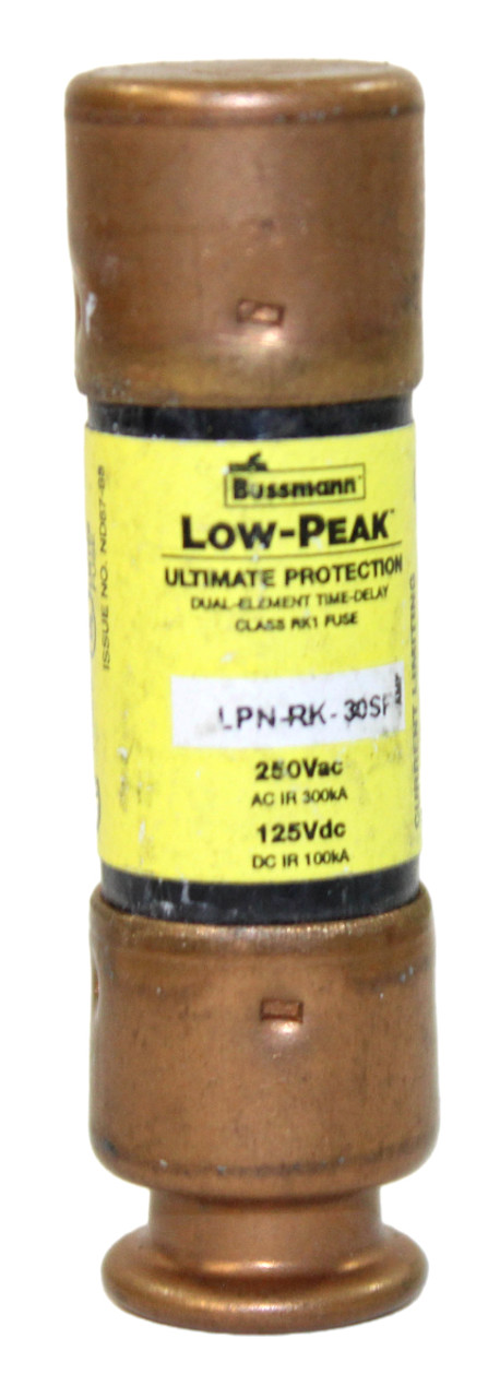 Bussmann LPN-RK-30SP Fuses 30A 250V Class RK1 Low-Peak Dual-Element Time-Delay