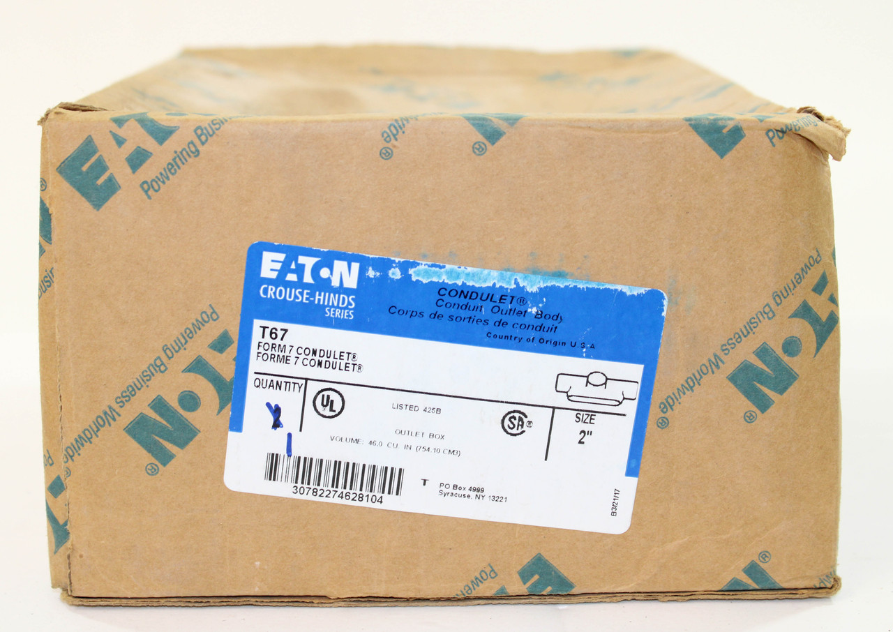 Eaton T67 Conduit Body 2 Inch Crouse-Hinds Series