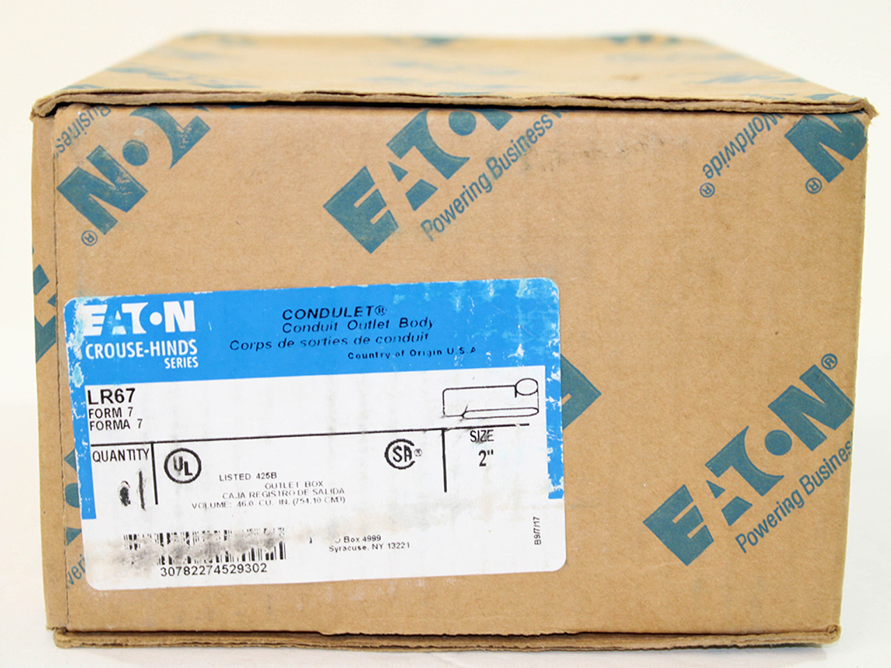 Eaton LR67 Conduit Body 2 Inch Crouse-Hinds Series Form 7 Feraloy Iron Alloy