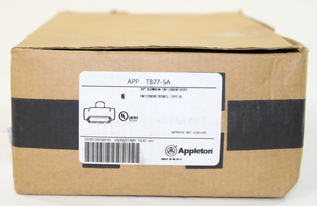 Appleton TB27-SA Conduit Body 3/4-Inch Aluminum TB Configuration
