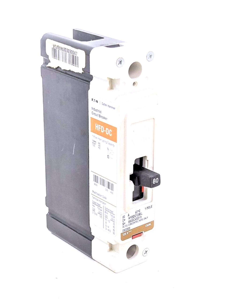 Cutler Hammer HFDDC1080L Breaker 80A 125DCV 1P 42kA