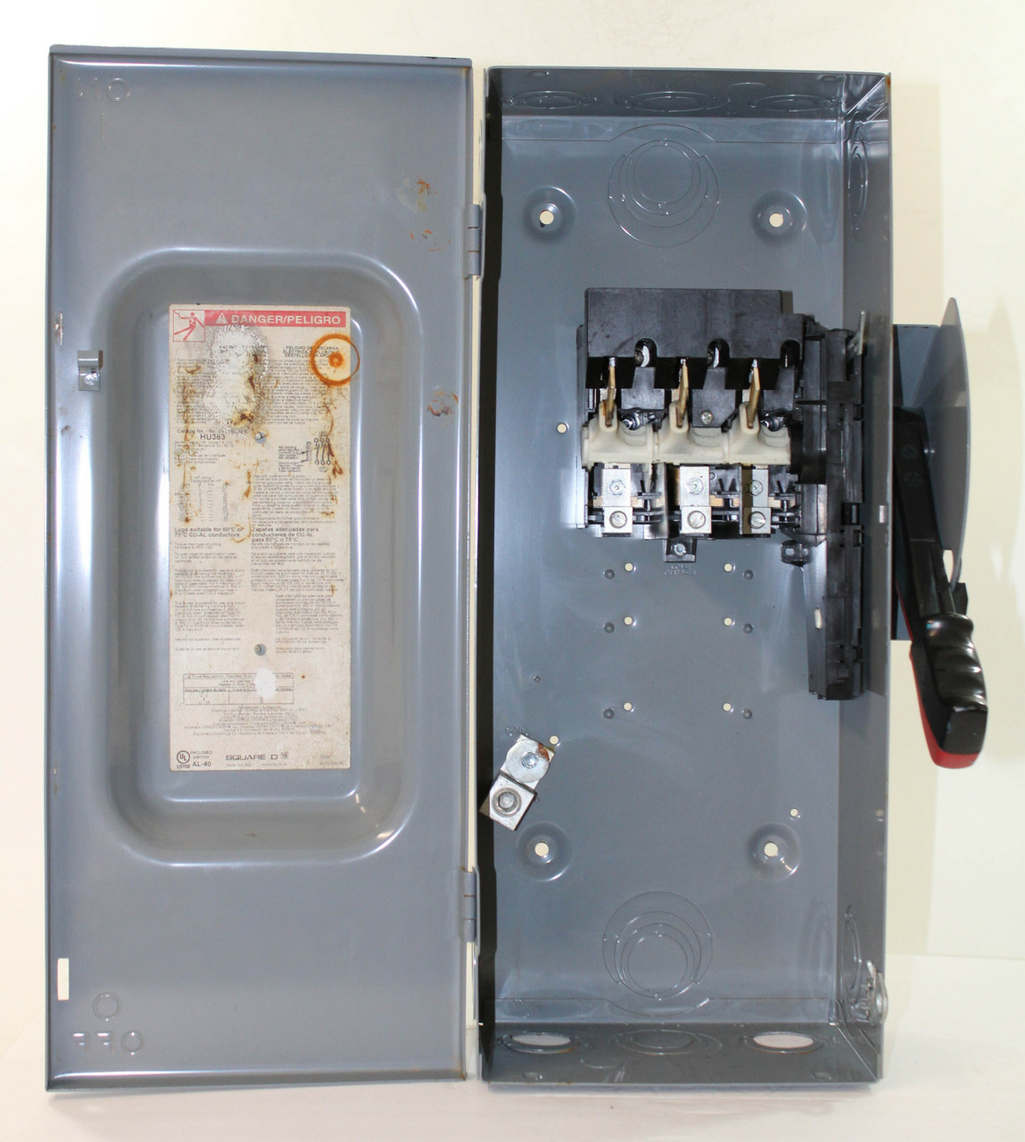 Square D HU363 Non-Fusible Disconnect | 100A | 600V | 3-Pole | NEMA 1 Indoor | Heavy Duty