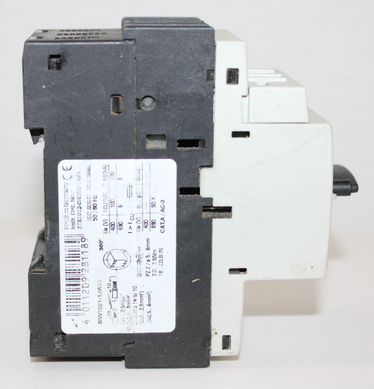 Siemens 3RV1021-1JA10 Breaker 10A 400V 3P