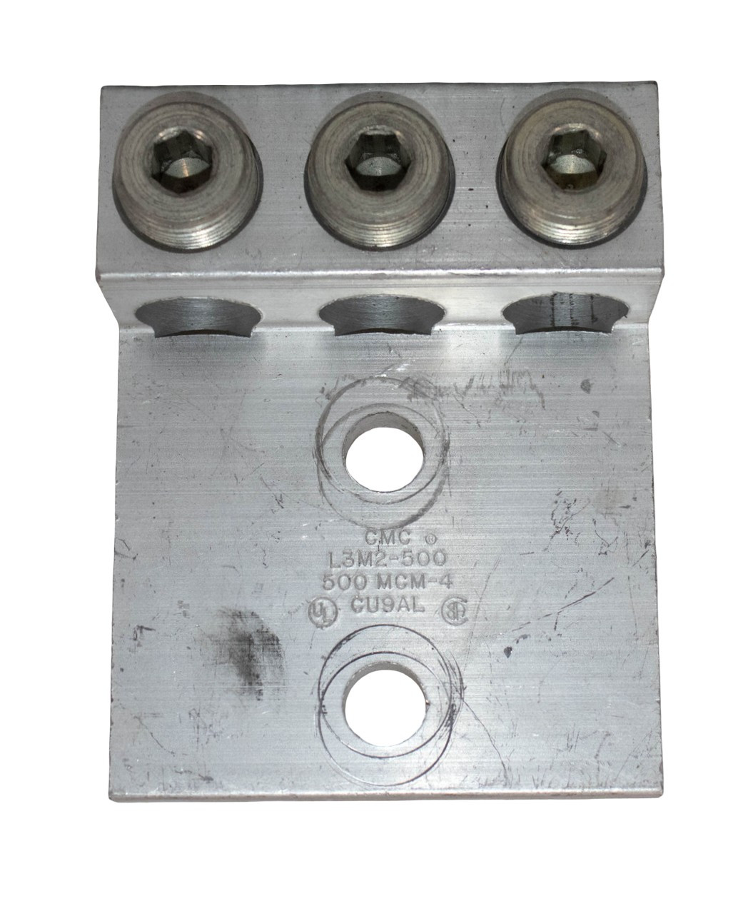 CMC L3M2-500 Dual-Rated 3-Barrel Mechanical Connector Lug — 500-4 AWG Aluminum/Copper