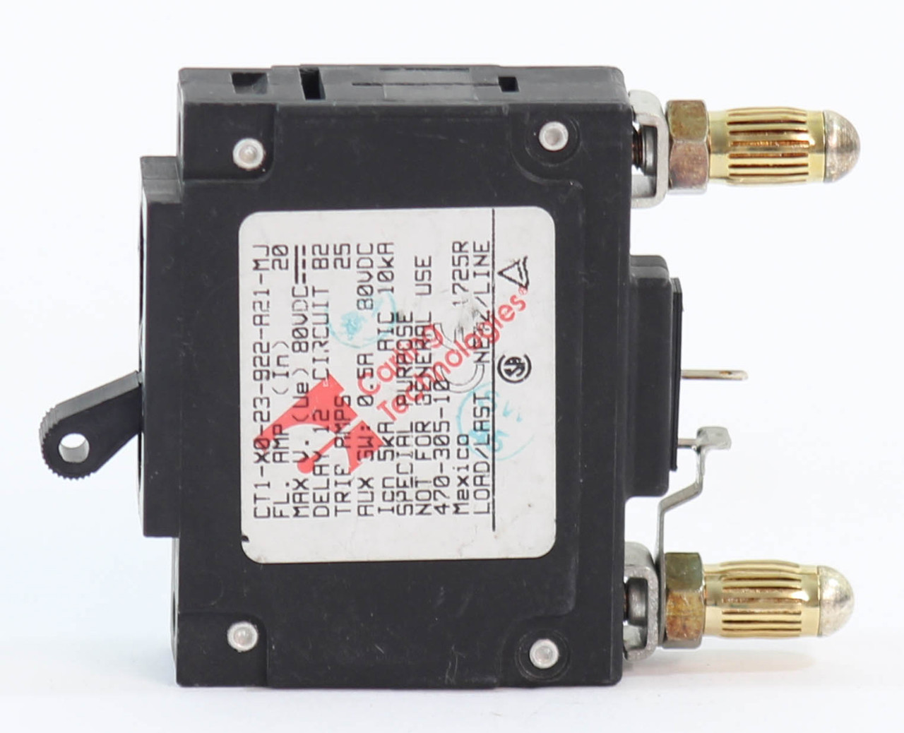 Carling CT1-X0-23-922-A21-MJ Breaker 20A 80V Single Pole 10kA