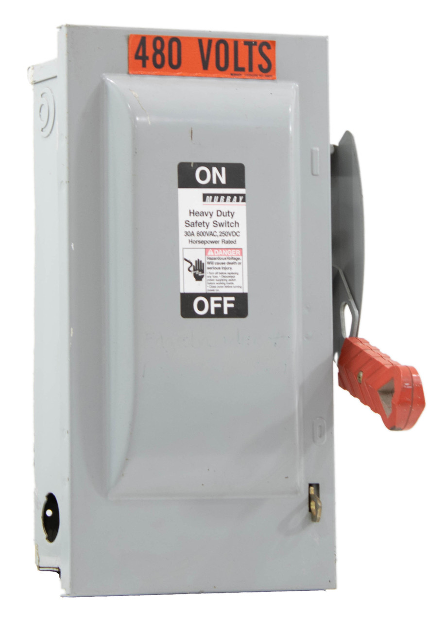 Murray HHN421NW Fusible Safety Switch 30A 600V 250VDC 3P Heavy Duty Disconnect