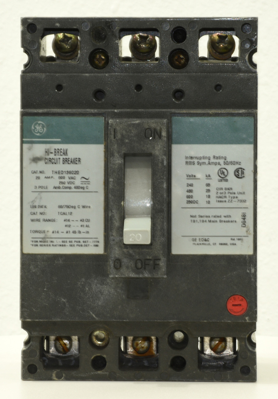 General Electric THED136020 Breakers 20A 600V 3P 18kA