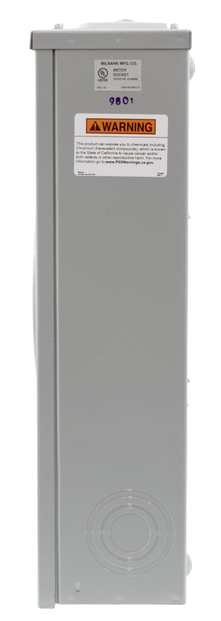 Milbank U9801-RXL Meter Socket – 200A | 1-Position | Ringless | Lever Bypass | 1-Phase | Surface Mount | 600V | Type 3R