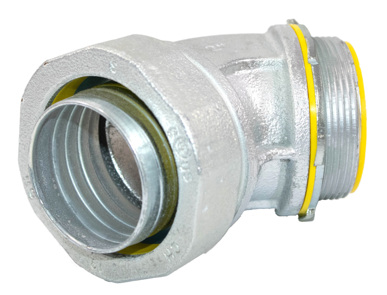 Eaton LTB20045 Liquidtight Connector 2-Inch 45 Degree Angle Male Connector Insulated Throat Malleable Iron