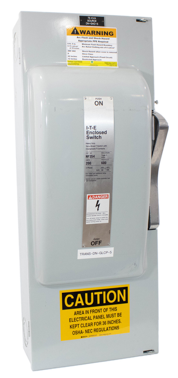 Siemens NF-354 Disconnect Safety Switch 200A 600V 3P 3PH ITE Indoor Heavy Duty