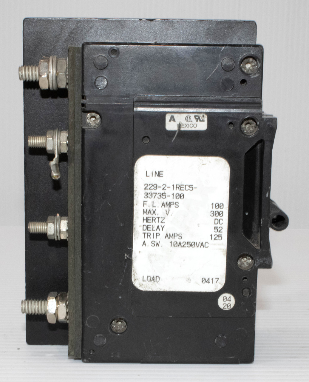 Airpax 229-2-1REC5-33735-100 Breaker 100A 300V 2P Circuit Protection