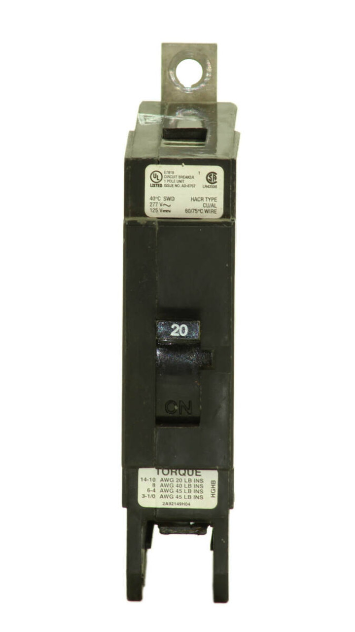 Eaton HGHB1020 Breaker 20A 277V 1P 25kA HACR Type