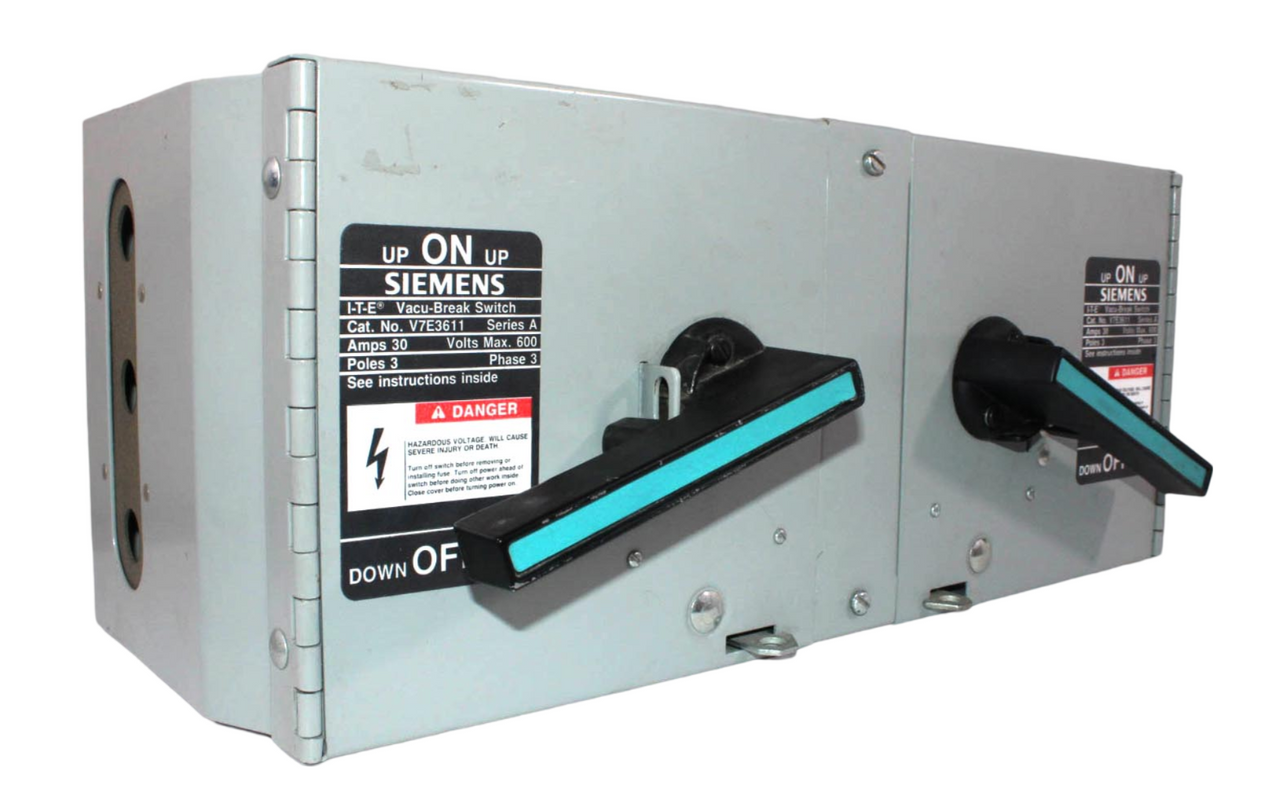 Siemens V7E3611 Fusible Twin Vacu-Break Switch 30A 600V 3 Poles 3Ph Series A