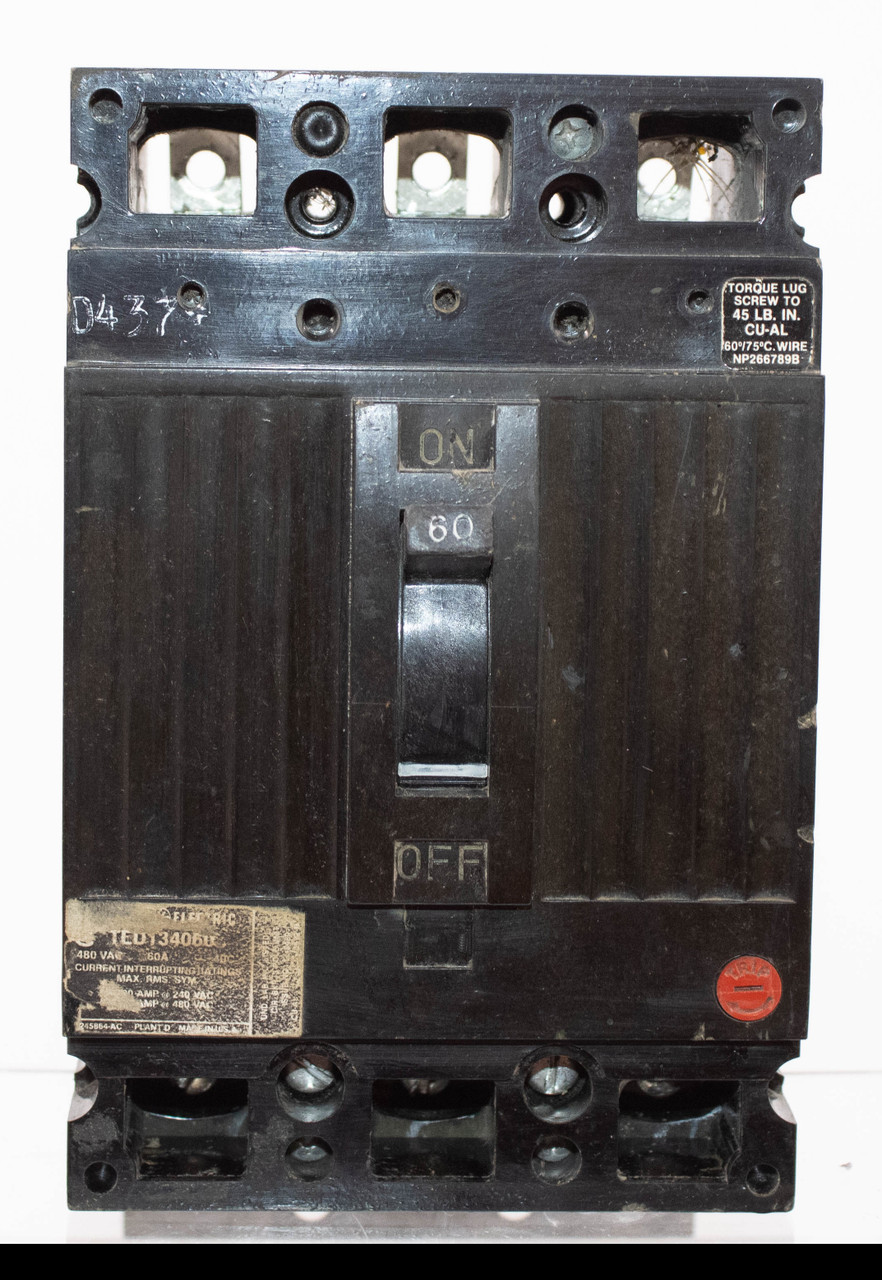 General Electric TED134060 Breaker 60A 480V 3P 18KA Thermal Magnetic
