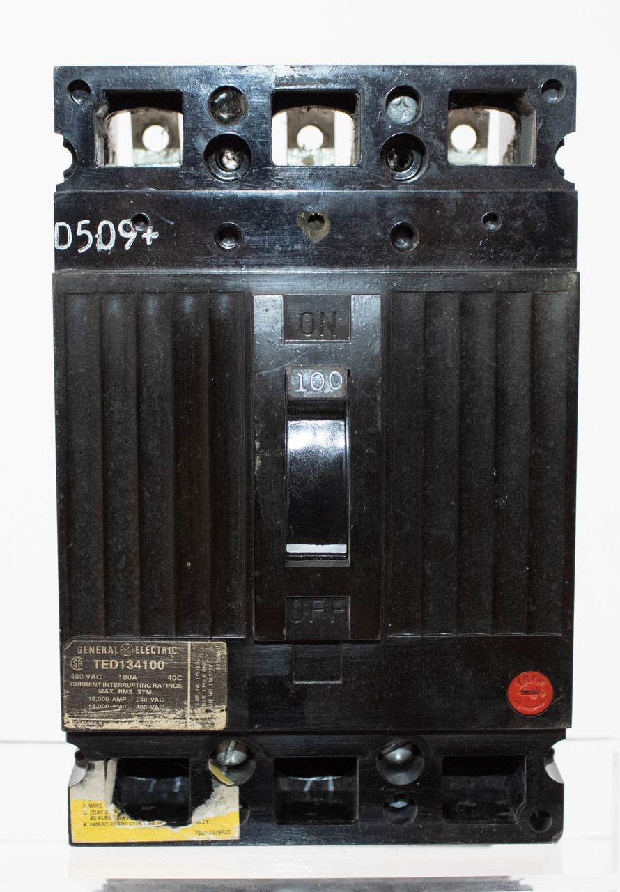 General Electric TED134100 Breaker 100A 480V 3P Thermal Magnetic