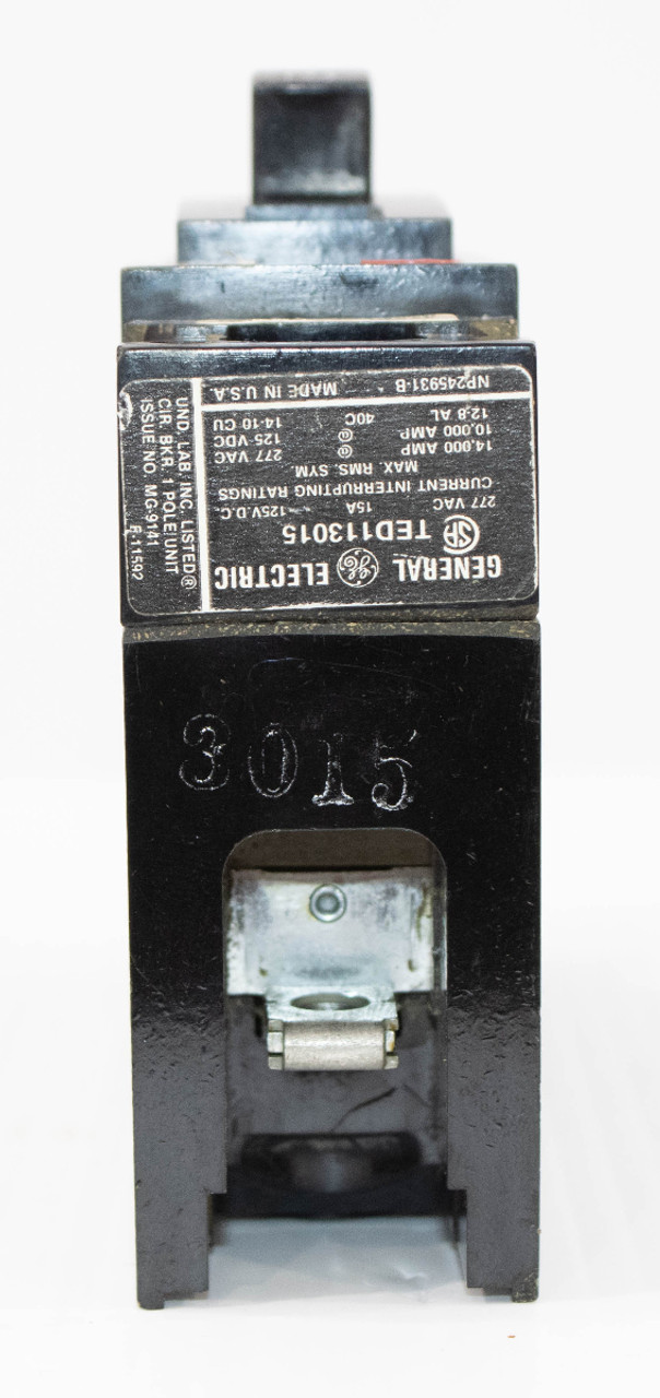 General Electric TED113015 Breaker 15A 277V 1P 1PH 14KA Thermal Magnetic Bolt-On