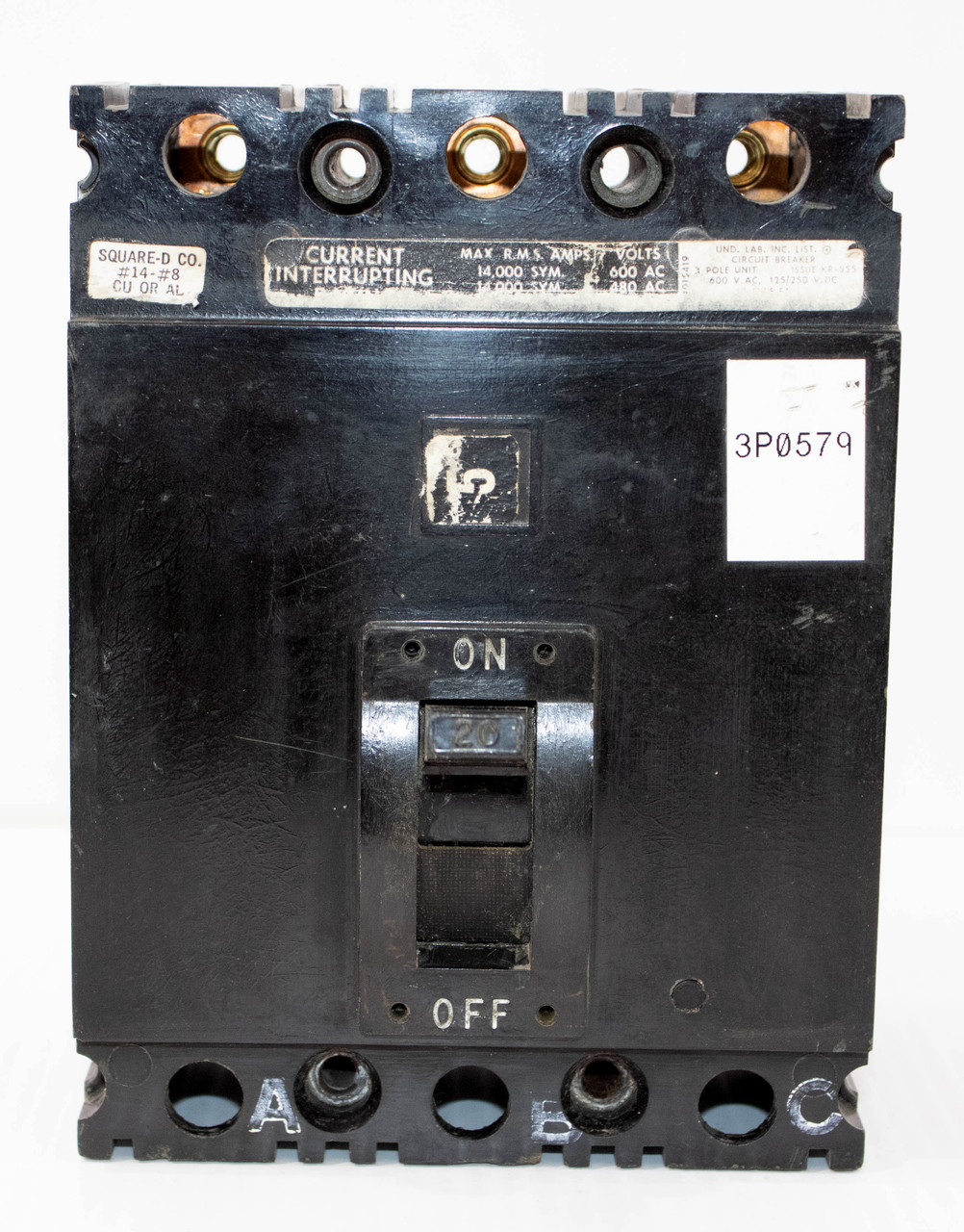 Square D FA36020 Breaker 20A 600V 3P 14KA Long-Time and Instantaneous Thermal Magnetic