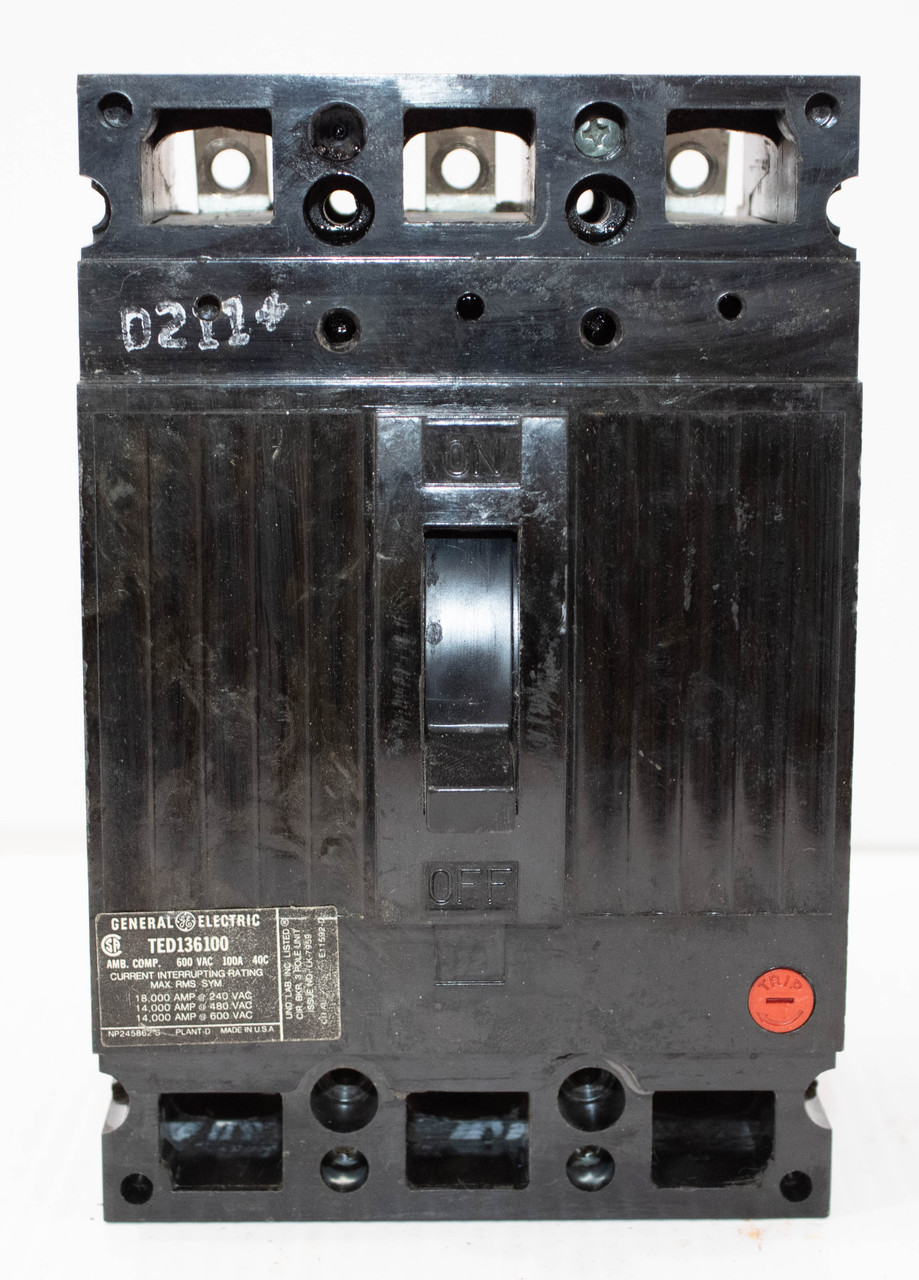 General Electric TED136100 Breaker 100A 600V 3P 14kA