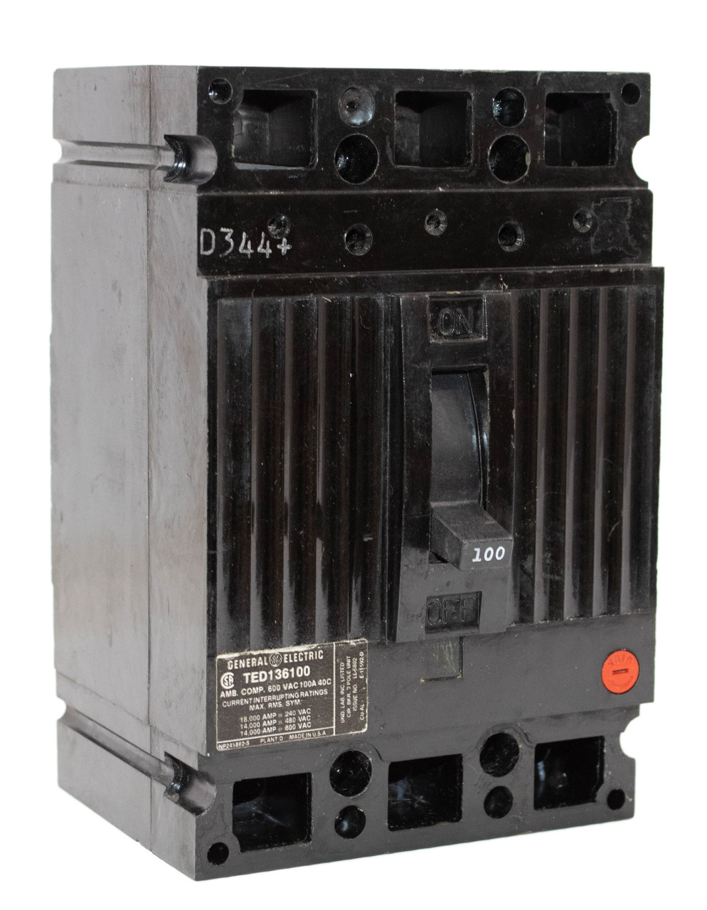 General Electric TED136100 Breaker 100A 600V 3P 14KA ...
