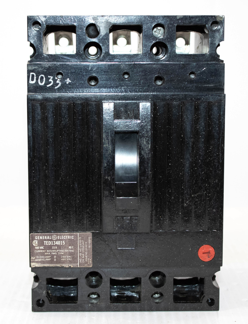 General Electric TED134015 Breaker 15A 480V 3P