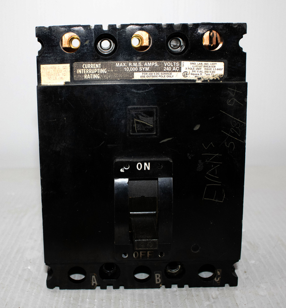 Square D FA32040 Breaker 40A 240V 3P 10KA ..
